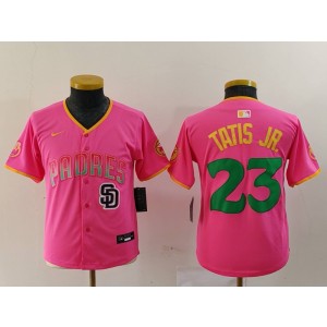 MLB Padres 23 Fernando Tatis Pink Nike Cool Base Youth Jersey