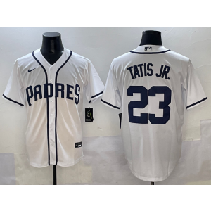 MLB Padres 23 TATIS Jr White Nike Cool Base Men Jersey