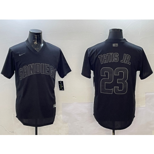 MLB Padres 23 Tatis Jr Black Nike Cool Base Men Jersey