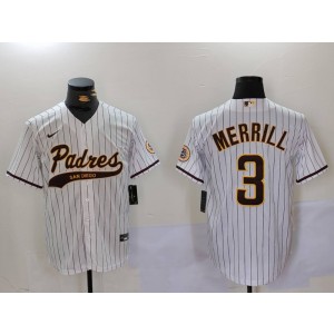 MLB Padres 3 Merril Brown White Nike Cool Base Men Jersey