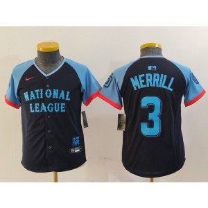 MLB Padres 3 Merrill Black 2024 All-Star Nike Cool Base Youth Jersey