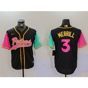 MLB Padres 3 Merrill Black Pink City Nike Cool Base Men Jersey