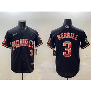 MLB Padres 3 Merrill Black Rainbowl Nike Cool Base Men Jersey