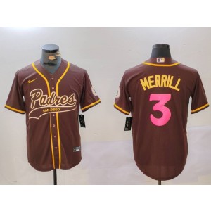 MLB Padres 3 Merrill Brown Nike Cool Base Men Jersey