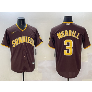 MLB Padres 3 Merrill Brown Nike Cool Base Men Jersey