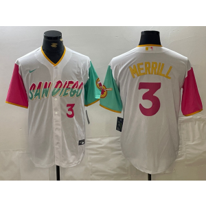 MLB Padres 3 Merrill White City Connect Nike Cool Base Men Jersey