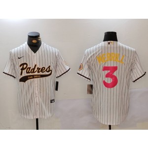 MLB Padres 3 Merrill White Nike Cool Base Men Jersey