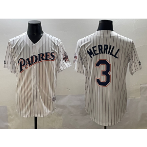 MLB Padres 3 Merrill White Nike Cool Base Men Jersey