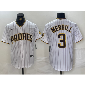 MLB Padres 3 Merrill White Nike Cool Base Men Jersey