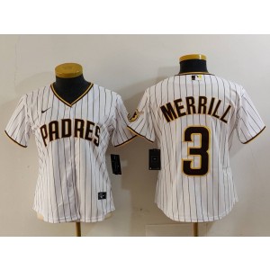 MLB Padres 3 Merrill White Nike Cool Base Women Jersey