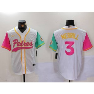 MLB Padres 3 Merrill White Pink City Nike Cool Base Men Jersey