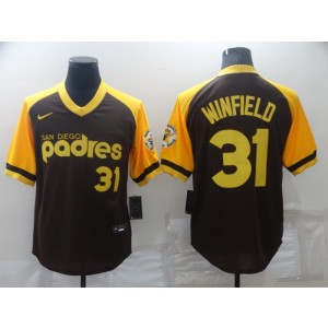 MLB Padres 31 Dave Winfield Brown Mitchell And Ness Throwback Men Jersey