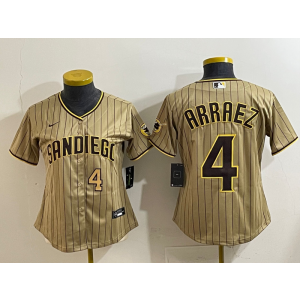 MLB Padres 4 Arraez Brown Nike Cool Base Women Jersey