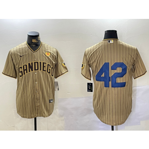 MLB Padres 42 Brown Nike Cool Base Men Jersey