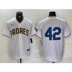 MLB Padres 42 White Nike Cool Base Men Jersey