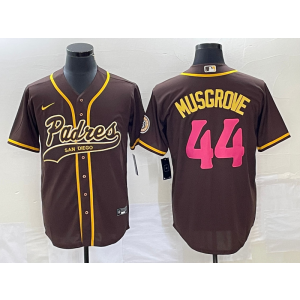 MLB Padres 44 Musgrove Brown Baseball Logo Nike Cool Base Men Jersey