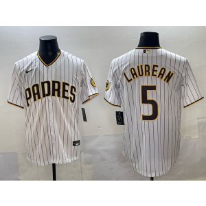 MLB Padres 5 Laurean White Nike Cool Base Men Jersey