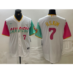 MLB Padres 7 Ha Seong Kim White City Connect Nike Cool Base Men Jersey