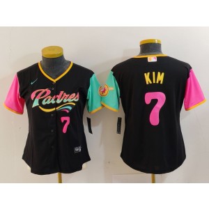 MLB Padres 7 Kim Black Pink Nike Cool Base Youth Jersey