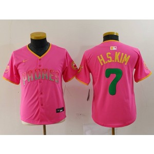 MLB Padres 7 Kim Brown Pink Nike Cool Base Youth Jersey