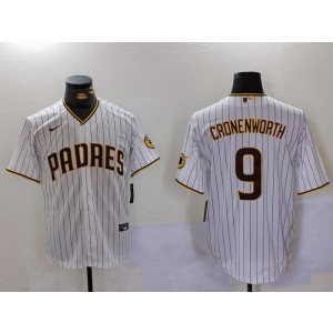 MLB Padres 9 Cronenworth White Nike Cool Base Men Jersey