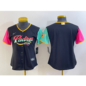 MLB Padres Blank Black 2021 City Connect Nike Cool Base Women Jersey