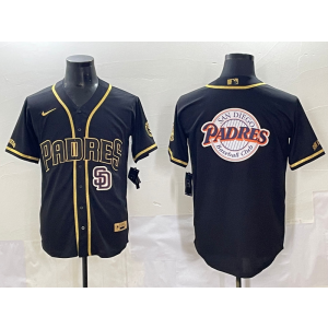 MLB Padres Blank Black Gold Nike Cool Base Men Jersey 1