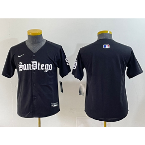 MLB Padres Blank Black Nike Cool Base Youth Jersey