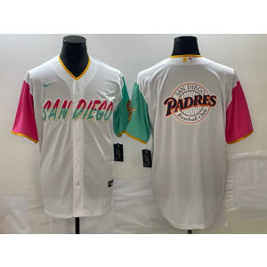 MLB Padres Blank White City Baseball Logo Nike Men Jersey