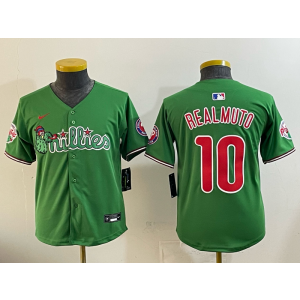 MLB Philadelphia Phillies 10 JT Realmuto Green Cool Base Youth Jersey