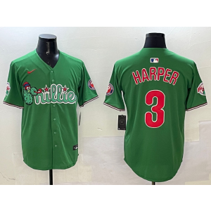MLB Phillie 3 Bryce Harper Green Nike Cool Base Men Jersey