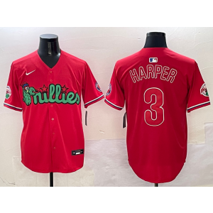 MLB Phillie 3 Bryce Harper Red Nike Cool Base Men Jersey