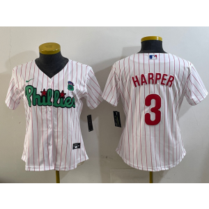 MLB Phillie 3 Bryce Harper White Nike Cool Base Women Jersey