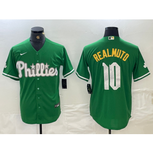 MLB Phillies 10 J.T. Realmuto Green Nike Cool Base Men Jersey