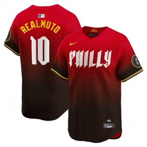 MLB Phillies 10 J.T. Realmuto Red 2024 City Connect Nike Cool Base Men Jersey
