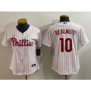 MLB Phillies 10 J.T. Realmuto White Nike Cool Base Women Jersey