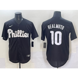 MLB Phillies 10 JT Realmuto Black Nike Cool Base Men Jersey