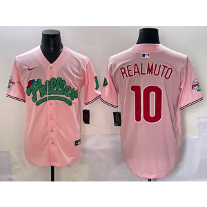MLB Phillies 10 JT Realmuto Pink Nike Cool Base Men Jersey