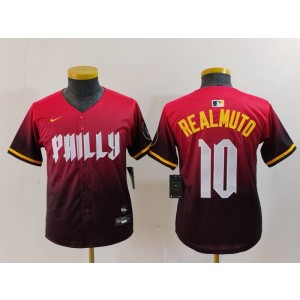 MLB Phillies 10 JT Realmuto Red 2024 City Connect Nike Cool Base Youth Jersey