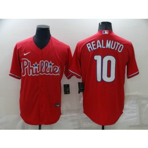 MLB Phillies 10 JT Realmuto Red Nike Cool Base Men Jersey