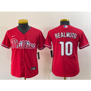 MLB Phillies 10 JT Realmuto Red Nike Cool Base Youth Jersey