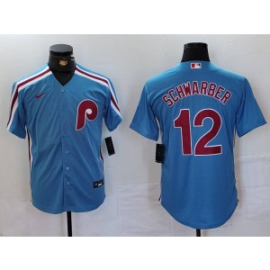 MLB Phillies 12 Kyle Schwarber Blue Nike Cool Base Men Jersey
