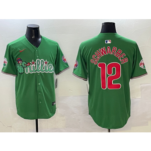 MLB Phillies 12 Kyle Schwarber Green Nike Cool Base Men Jersey