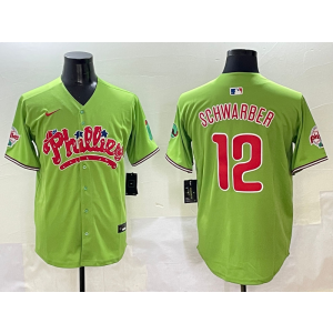 MLB Phillies 12 Kyle Schwarber Green Nike Cool Base Men Jersey