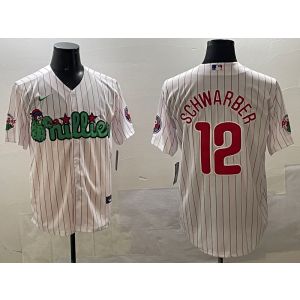 MLB Phillies 12 Kyle Schwarber White Nike Cool Base Men Jersey