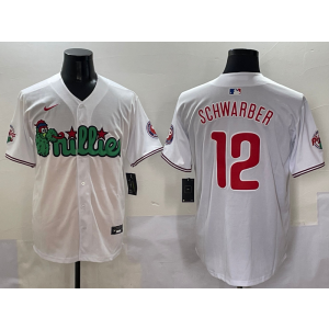 MLB Phillies 12 Kyle Schwarber White Nike Cool Base Men Jersey