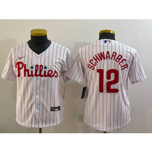 MLB Phillies 12 Kyle Schwarber White Nike Cool Base Youth Jersey