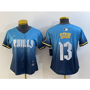 MLB Phillies 13 Stub Blue 2024 City Connect Nike Cool Base Youth Jersey