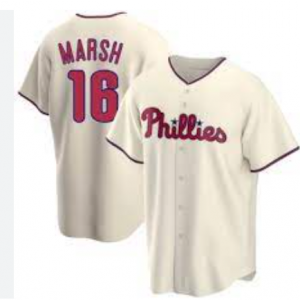 MLB Phillies 16 Brandon Marsh Cream Cool Base Men Jersey
