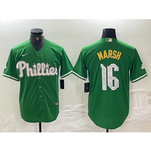 MLB Phillies 16 Brandon Marsh Green Nike Cool Base Men Jersey